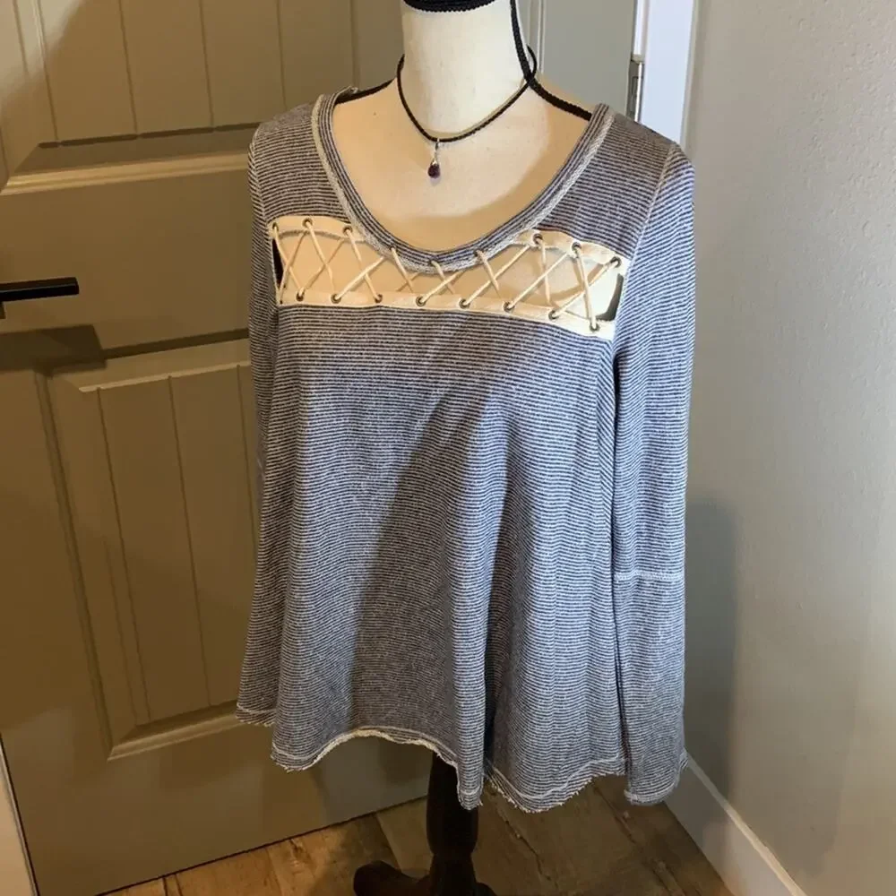 FREE PEOPLE Lacey Love Striped Top S